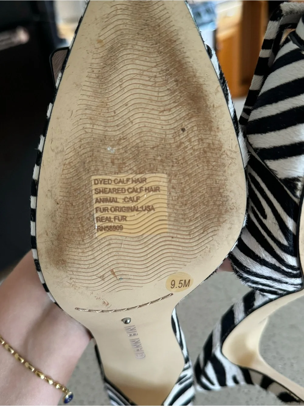 Gianni Bini Calf Hair Zebra Print Mule Herls - Picture 2 of 6
